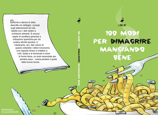 Grafica fronte-retro del cofanetto con i 3 libri sull'alimentazione realizzato per Airone Editore